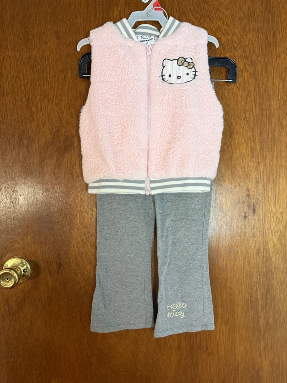 Hello Kitty Pink Sherpa Vest with Gray Pants